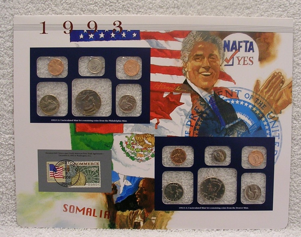 1993 Uncirculated Mint Sets - Postal Commemorative Society Coin & Stamp Panel