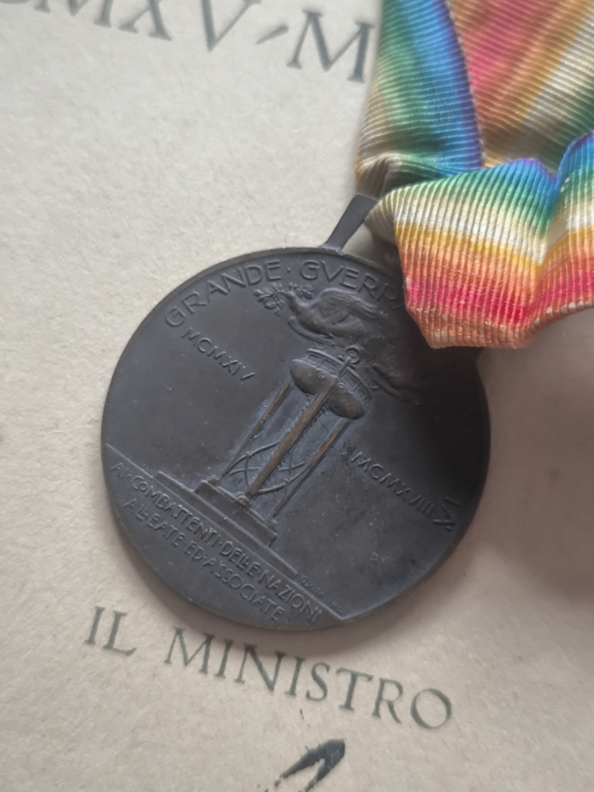 Ww1 Italian Carso-Isonzo Victory Medals with Award Reali Carabinieri Captain
