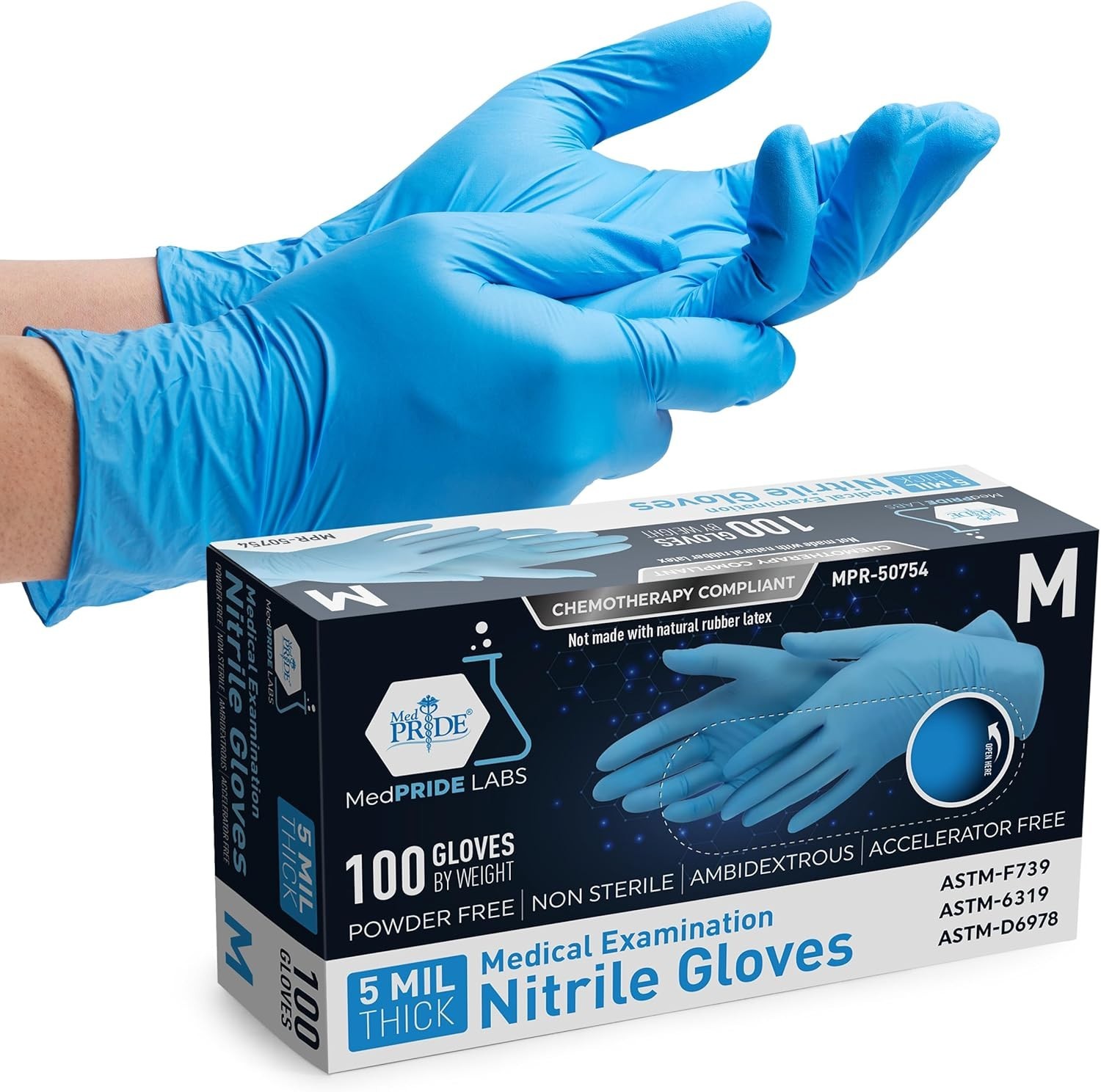 MED PRIDE 5 Mil Nitrile Exam Gloves Powder-Free Latex-Free Disposable 200–1000ct