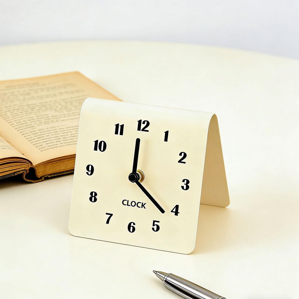 Desk Analog Clock Decorative Square Ornament Simple Small Acrylic Tabletop Clock