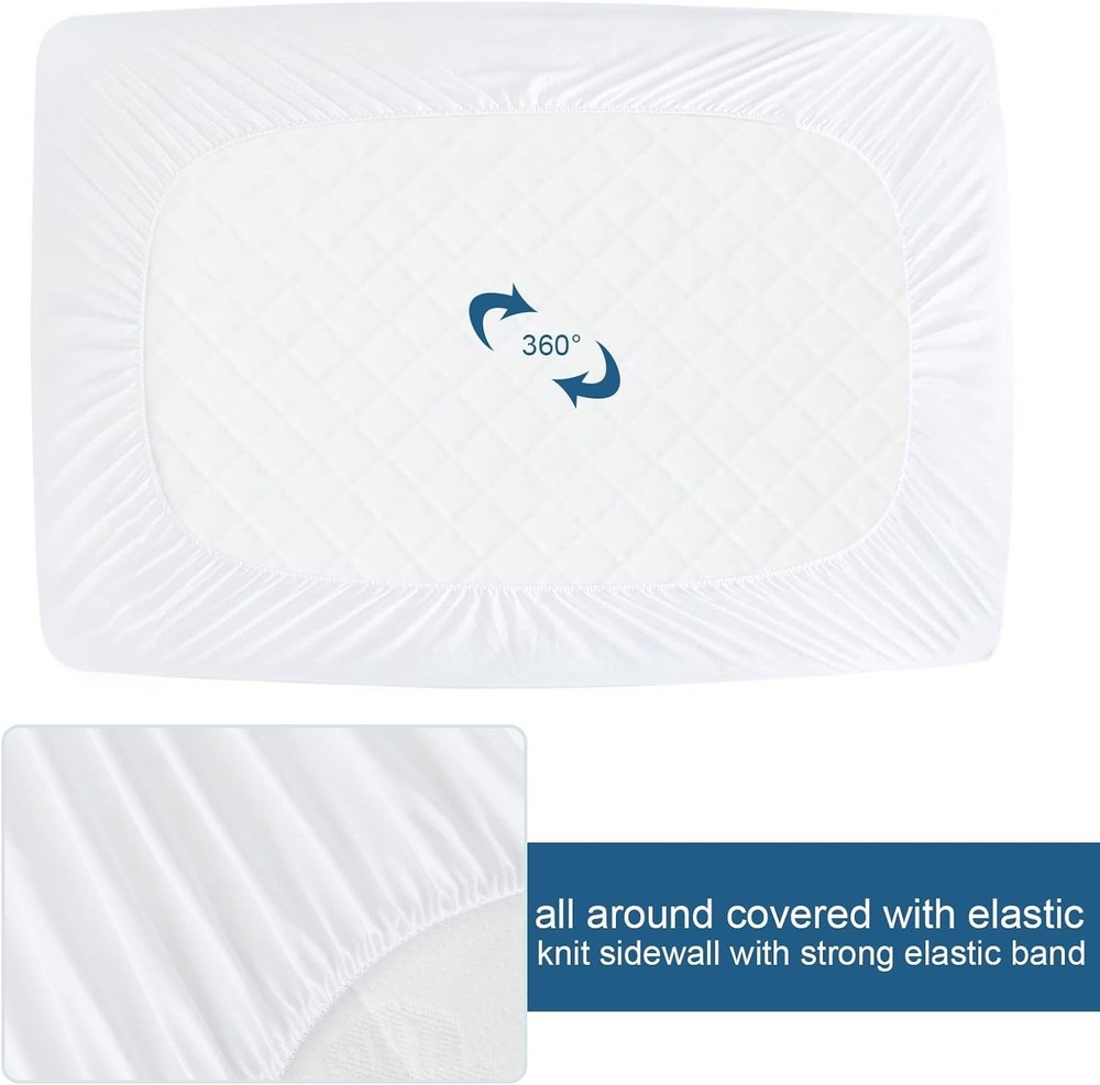 Waterproof Twin Mattress Protector 2 Pack Premium Soft Terry Bed Sheets 14" Deep