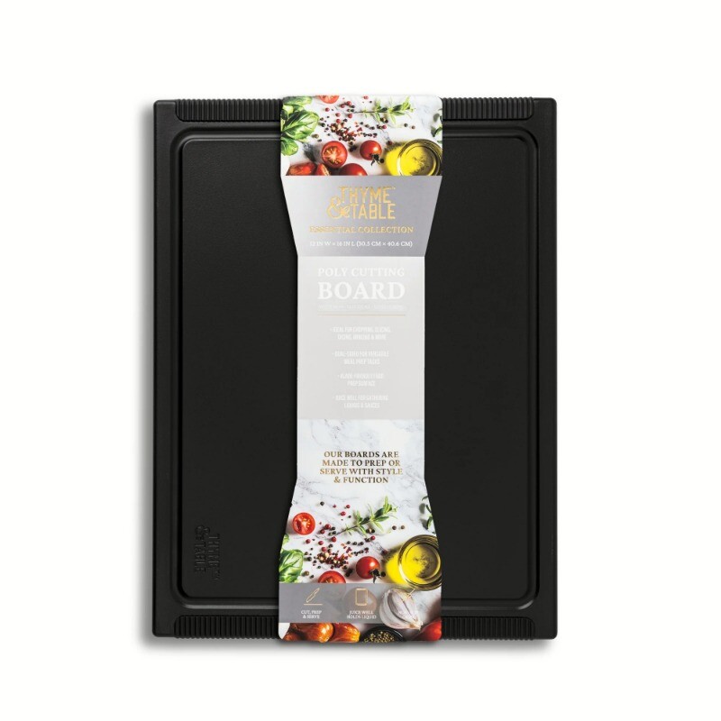 Thyme & Table Large 12"x16" Poly Cutting Board - Black