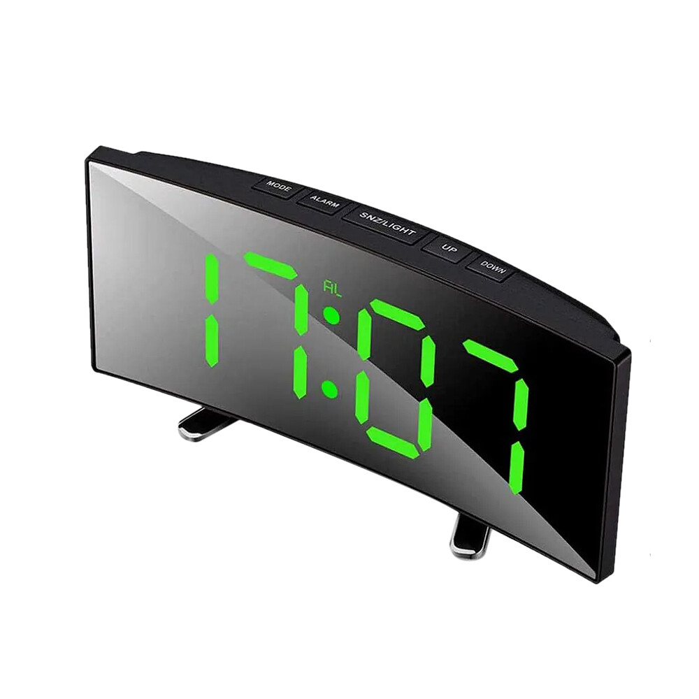 Digital LED Desk Alarm Clock Mirror USB Table Snooze Temperature Display Clocks