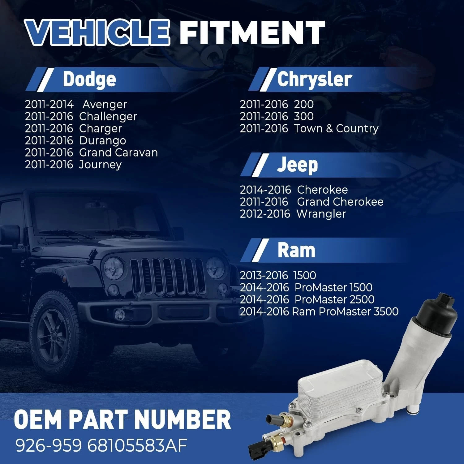 NEW Aumtoni 926-876 Aluminum Engine Oil Cooler Filter Assembly for Chrysler 300