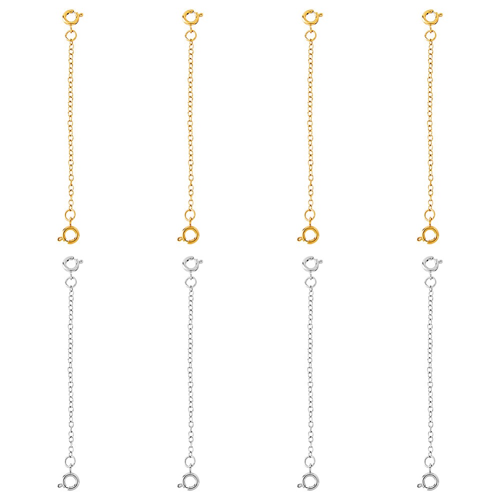 8pcs 304 Stainless Steel Extender Chain with Spring Ring Clasps & Stainless