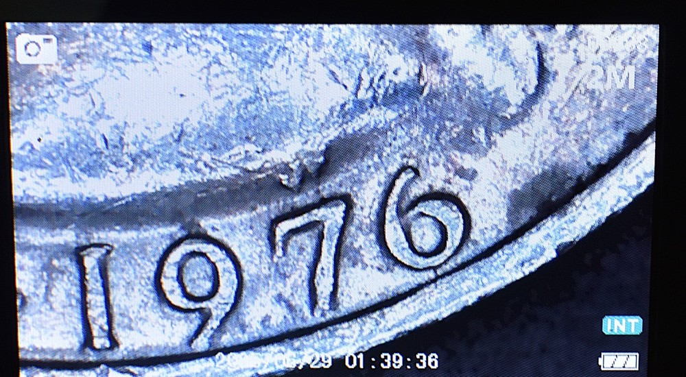 Bicentennial Quarter Error Stike Through with Die Cracks, Chips Closed AM+