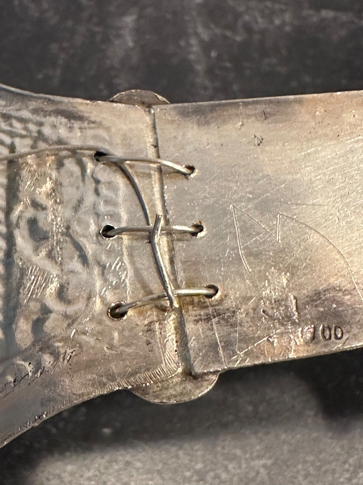 Antique Silver 700 Indian Spice Box /Container Shaped as a Sitar/Stamped