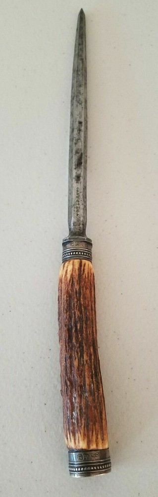 Antique Stag Sterling Silver cuffs Knife Sharpener !
