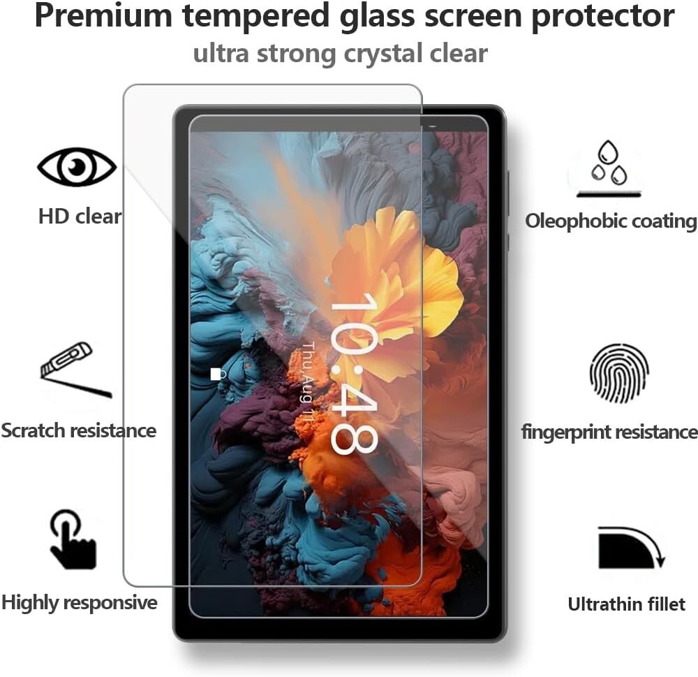 (2 Pack) Screen Protector For 10.1" Android Tablet (Model: C107) Tempered Glass