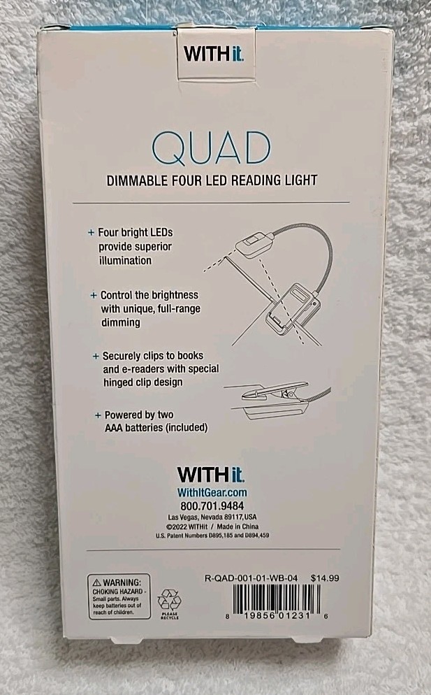 4 LED Reading Light Dimmable Quad Light - Withit - Black - NEW In Box
