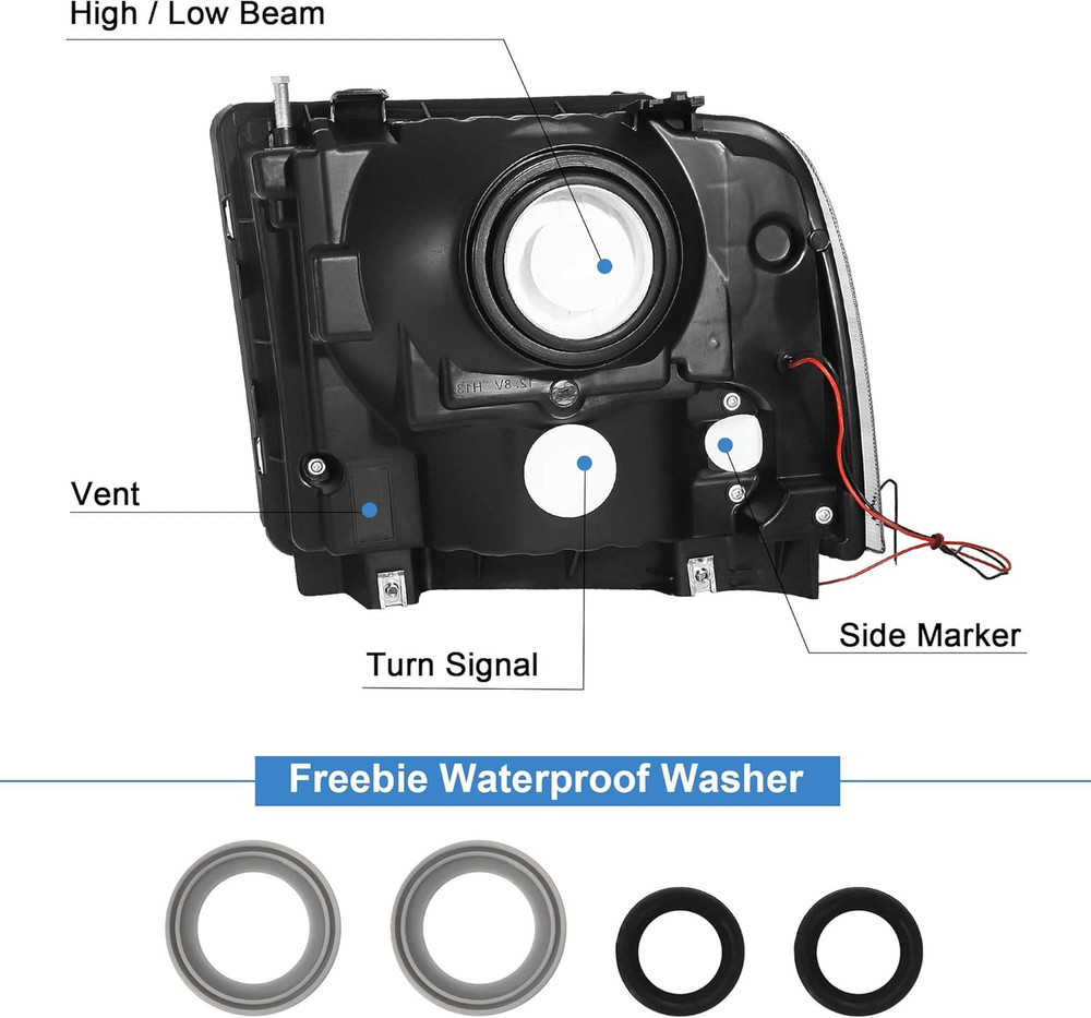 Halogen Headlight Assembly Led Day Running Light Compatible with 2005-2007 2005