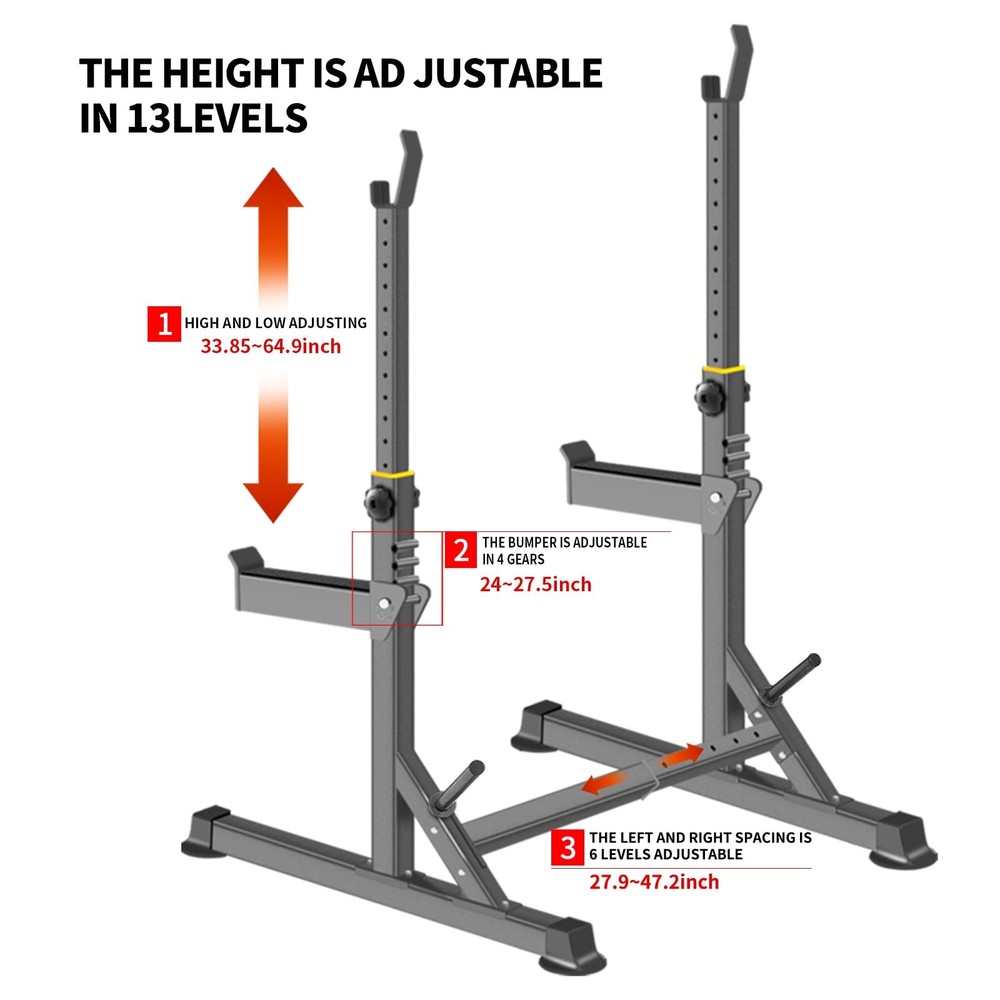 Adjustable Squat Rack,Multi-Function Barbell Rack for Weight Lifting and Home...