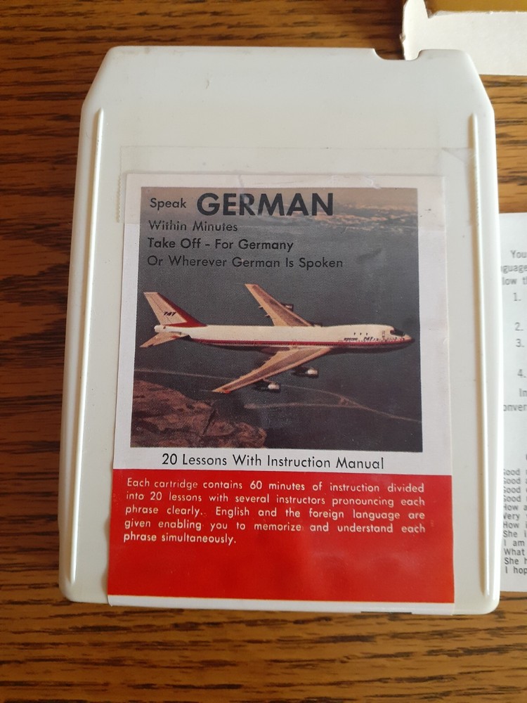 Vintage 8 Track German Language-Learning 1969 with book