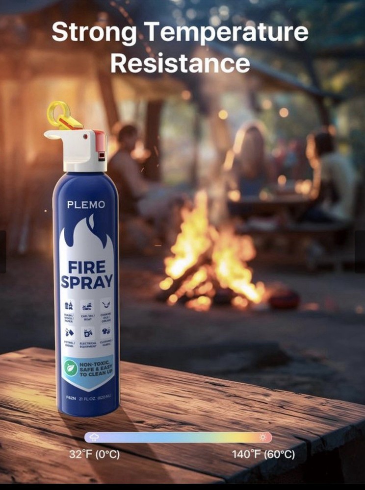 PLEMO Fire Extinguisher, Fire Extinguisher for Home, Compact 620ml Fire Spray...