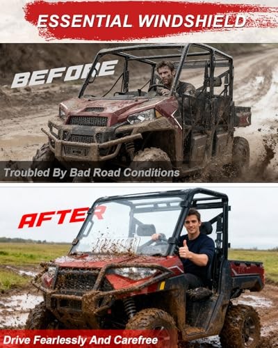 Full Windshield with Sliding Window Compatible with Polaris Vented Windshield
