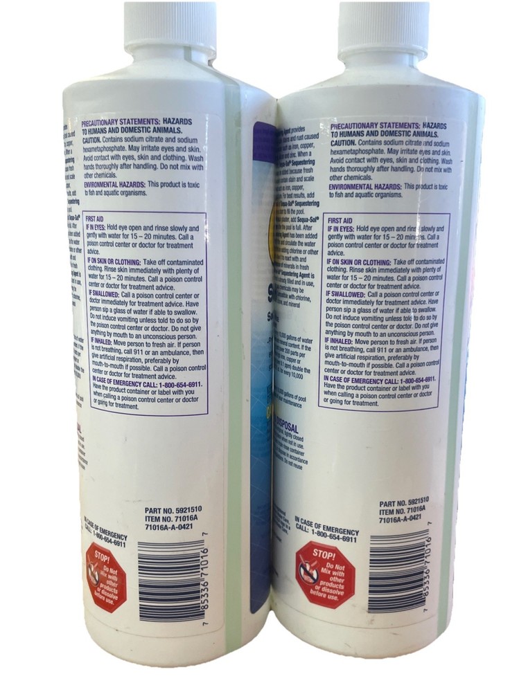 GLB 71016A-02 Sequa-Sol Sequestering Agent Pool Stain Preventer, 1-Quart, 2-Pack