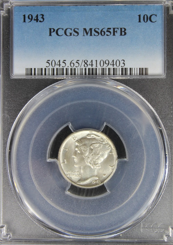 1943 MS65 Mercury Dime PCGS 84109403