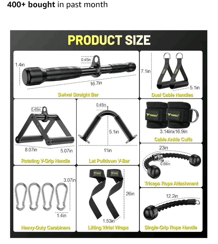 Cable Attachments for Gym, LAT Pulldown & Cable Machine Attachment Set: V-Shape!