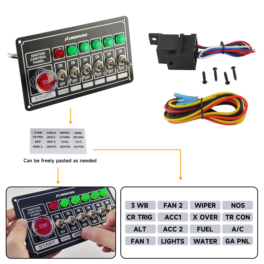 Racing Car Ignition 6 Ways Switch Panel with Led Light Engine Toggle Starter