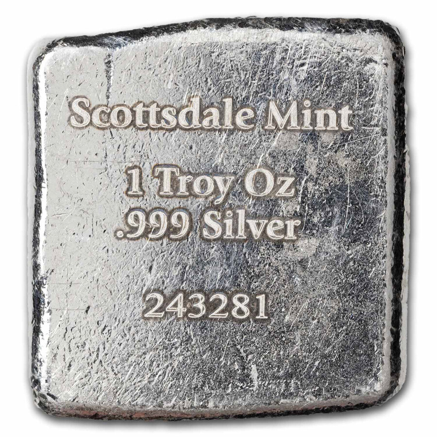 1 oz Silver Cast-Poured Square Bar - Scottsdale Lion