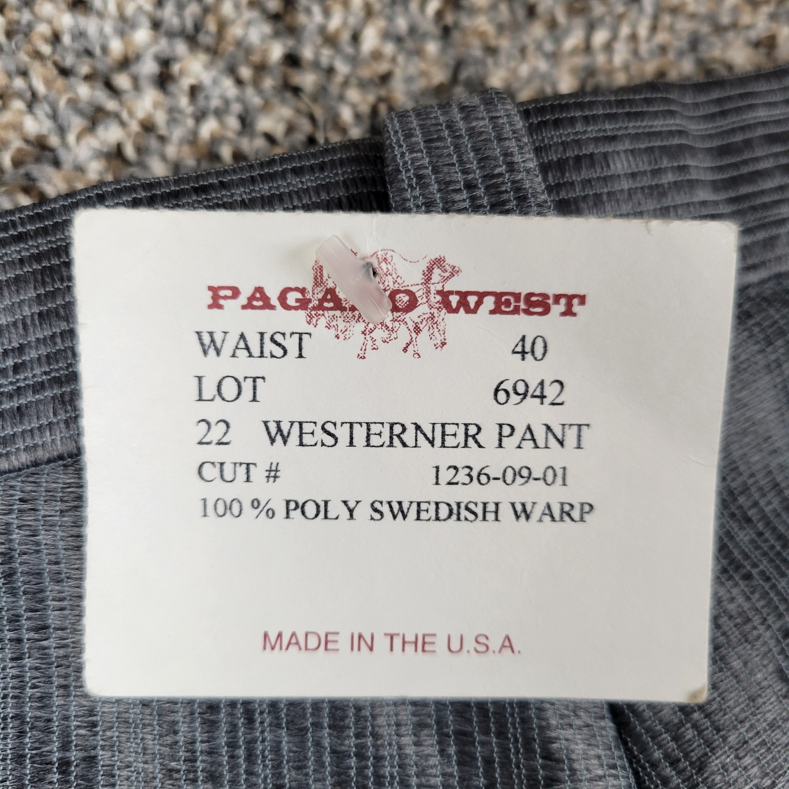 Vintage Pagano West Dress Pants Mens 40 Gray Westerner Swedish Wrap Unhemmed NWT