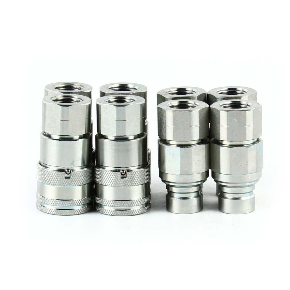 4 Set 1/2" Quick Connector Skid Steer Bobcat NPT Flat Face Hydraulic Coupling