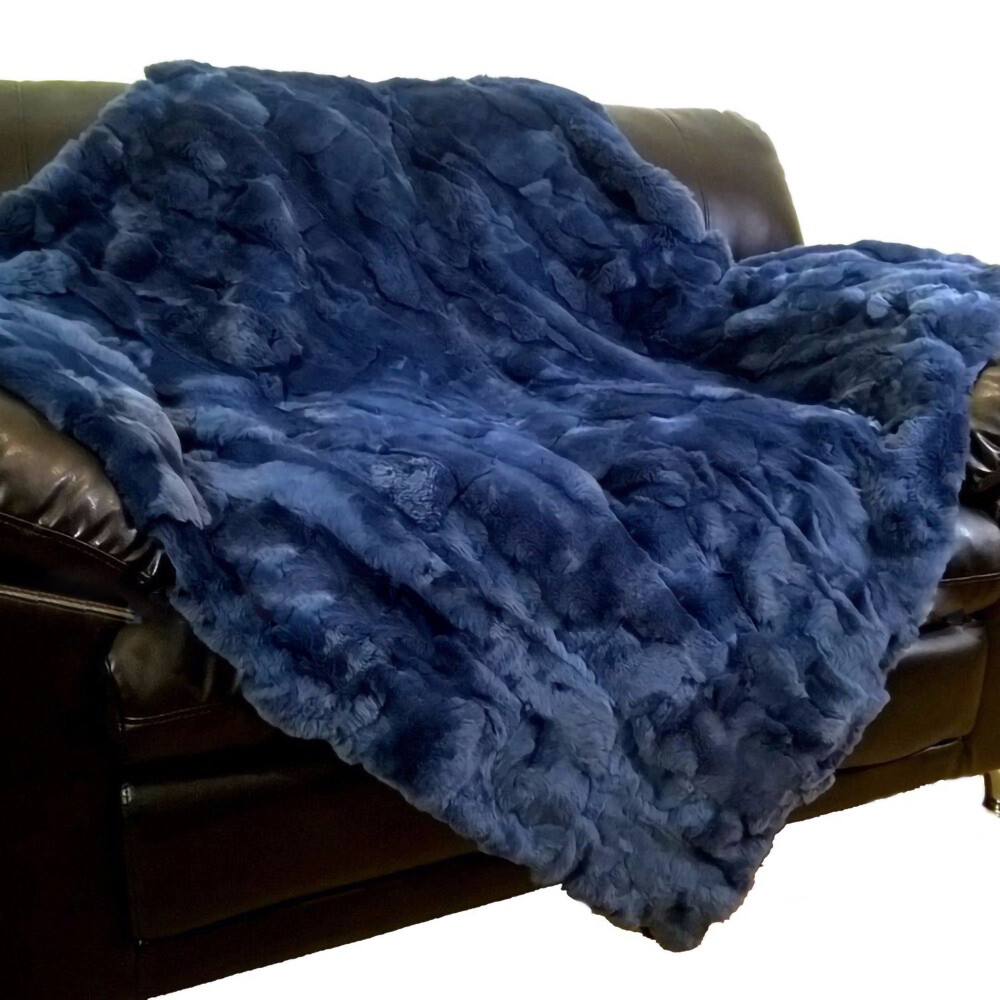 Luxury Real Rex Rabbit Fur Throw Blanket Couch Armchair Mat Bedspread 55x79inch