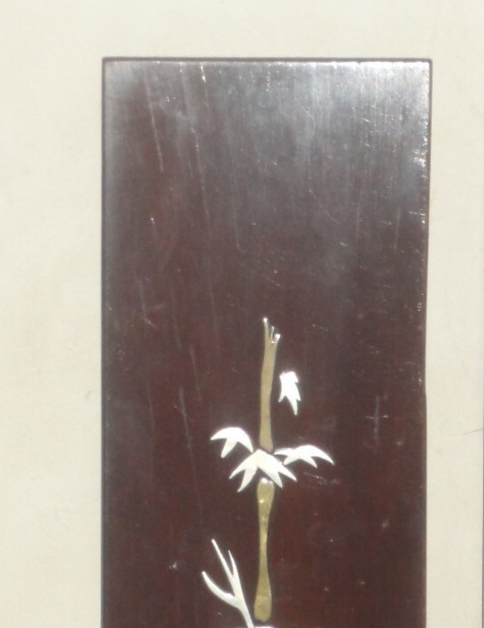 Mother of Pearl Inlay Decorative Wall Art Asian Japanese Lacquer Wood Panels