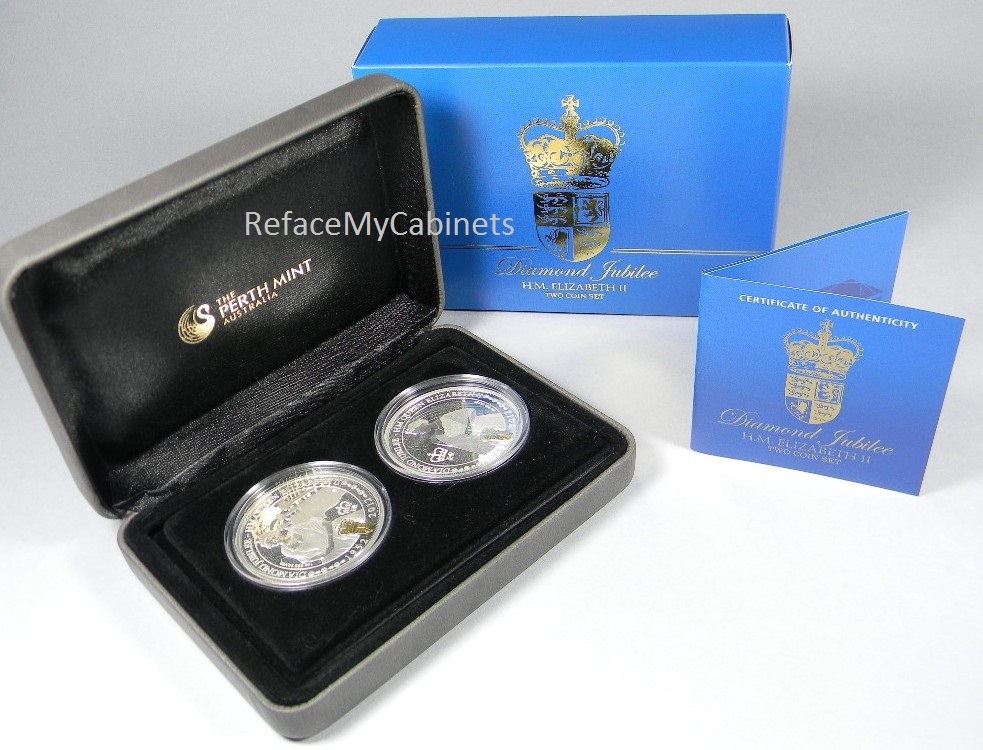 2012 Perth Mint Queen Elizabeth II - Diamond Jubilee Silver 2 OZ COIN Proof Set
