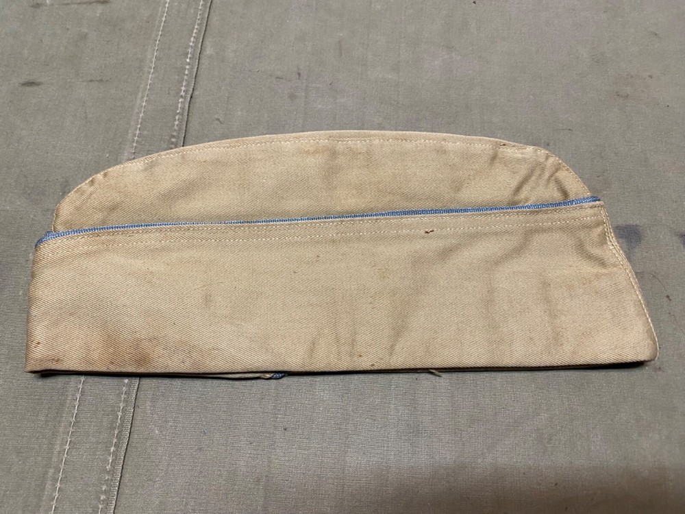 ORIGINAL WWII US ARMY INFANTRY SUMMER KHAKI OVERSEAS GARRISON HAT CAP-MEDIUM