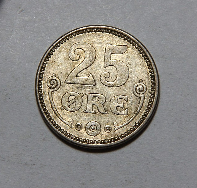 1918 Denmark 25 Ore Nice AU -3833-
