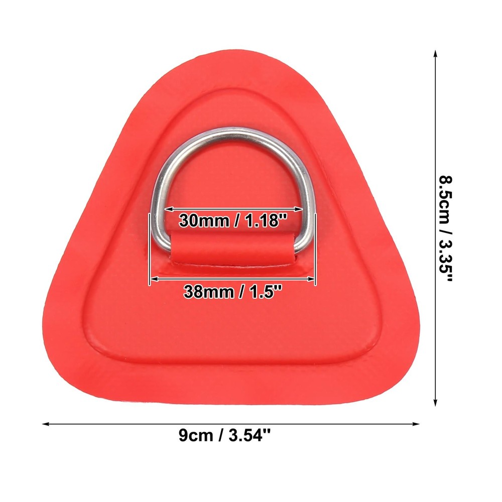6pcs D PVC Patch Stainless Steel Triangle Red Shape for Kayak