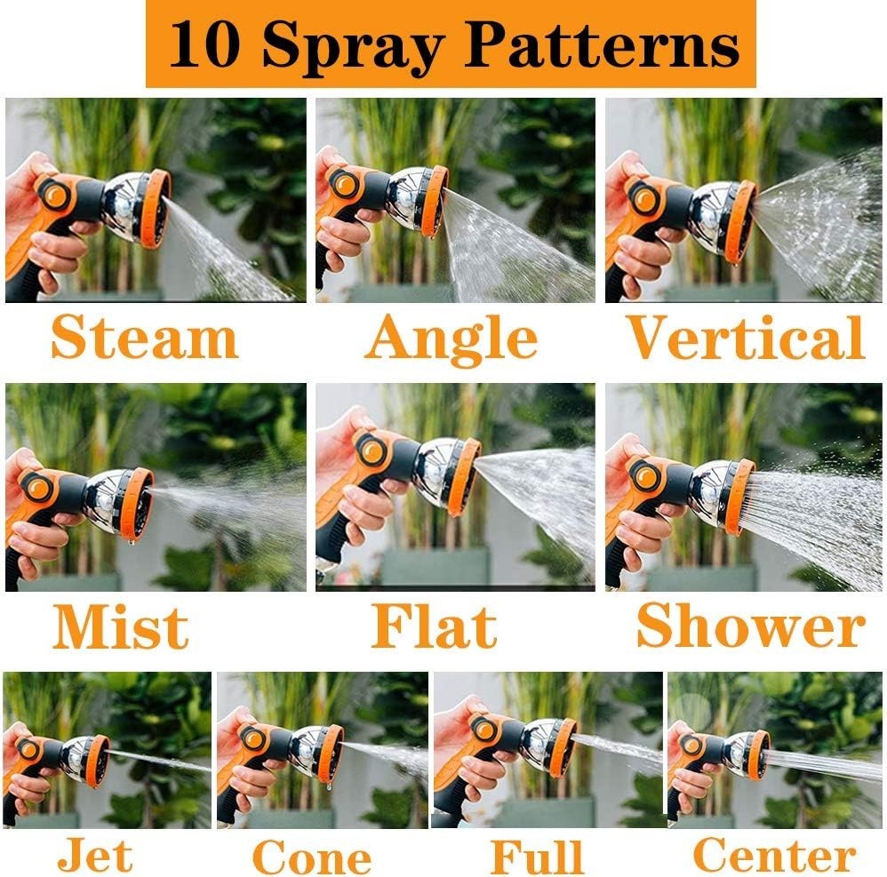 High-Pressure Watering Nozzle - 10 Spray Patterns, Thumb Control, No Leak Design