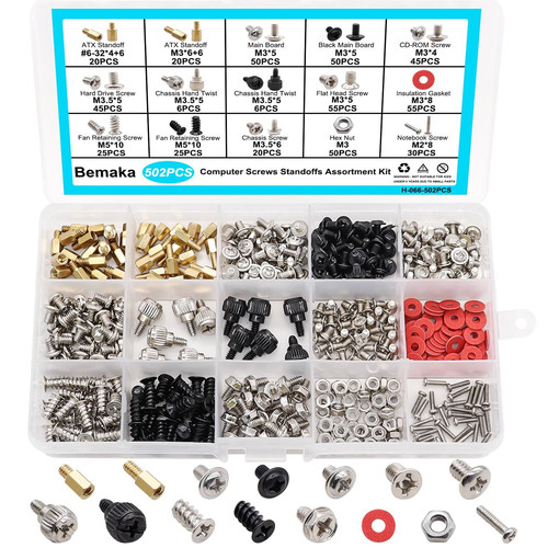 502PCS Computer Screws Assortment Kit, Motherboard Standoffs PC...