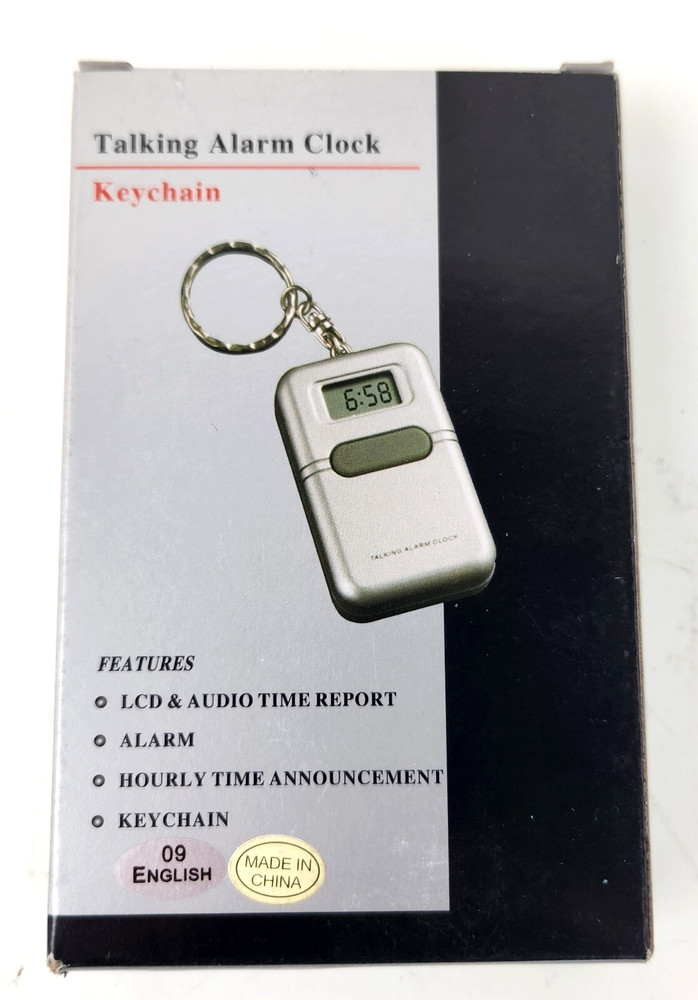 Talking Alarm Clock Keychain LCD Display Audio Time Report for Visually Impaired