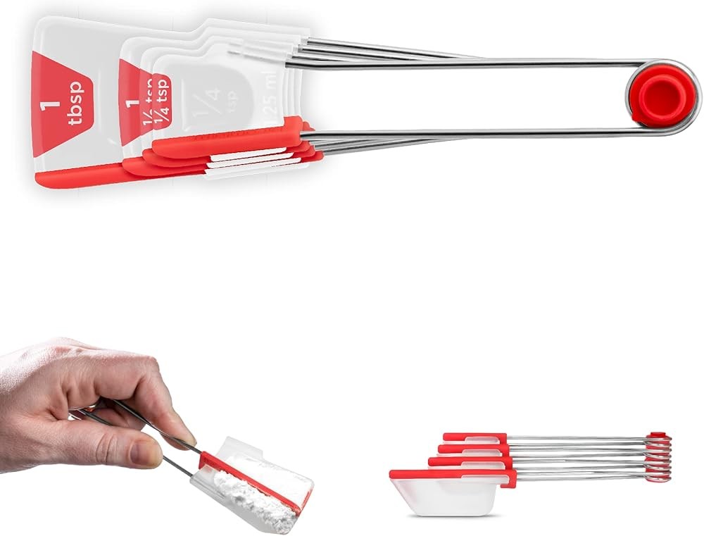 Drefarm Levoons Self-Levelling Measuring Spoon Set, Measures 1/4