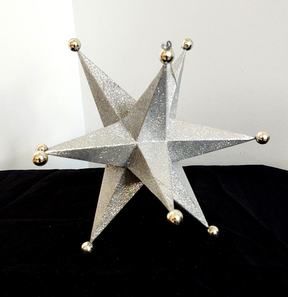 LARGE SILVER MORAVIAN STAR~ HANGING OR TABLETOP