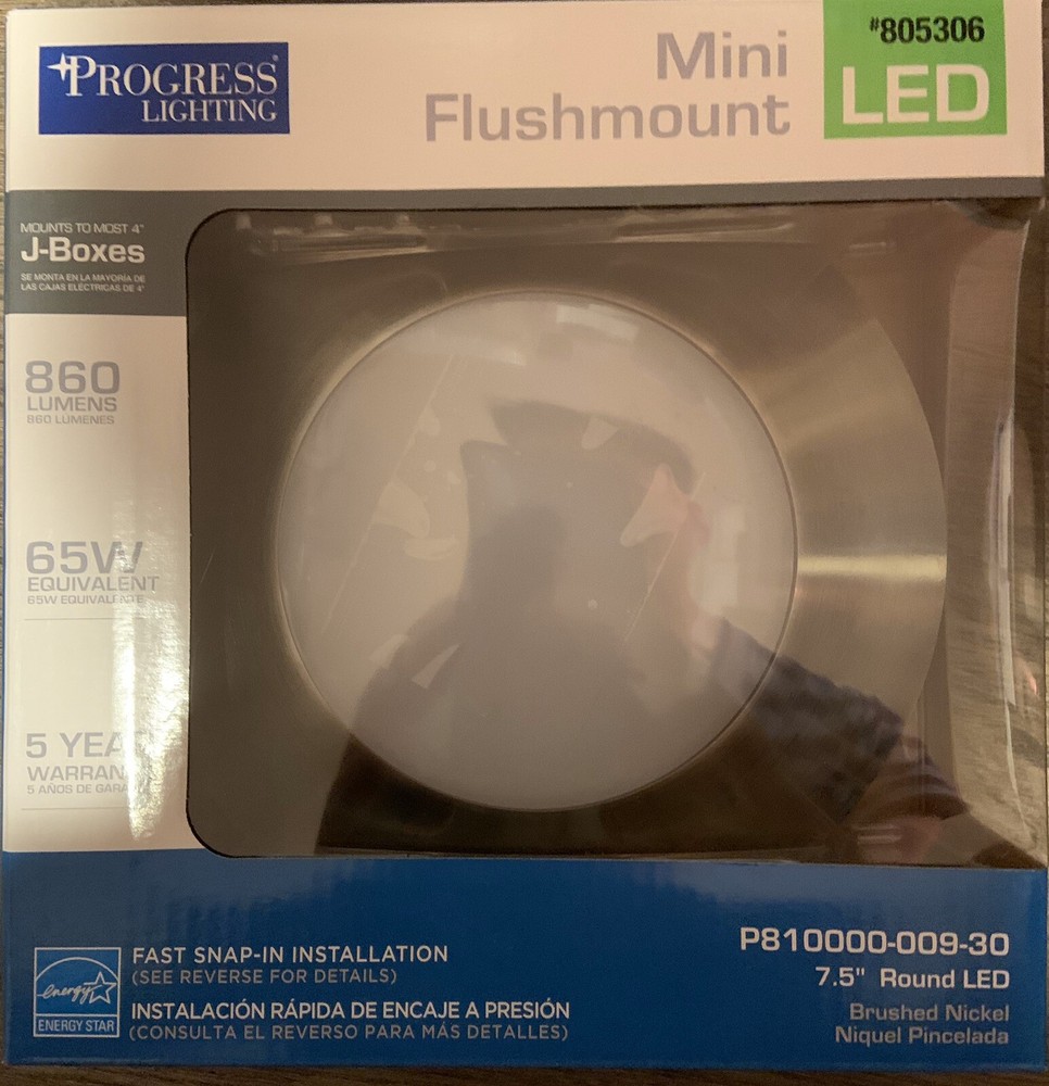 Progress Lighting 7.5-in Brushed Nickel Transitional LED Flush Mount Light ENERG