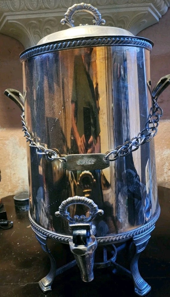 Antique  Silver Plate Coffee Urn Samovar  Large Beauty!