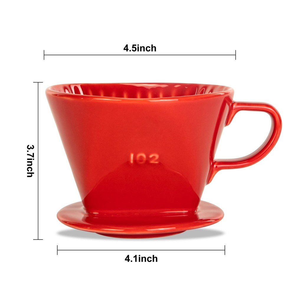 Pour Over Ceramic - Coffee Dripper Ceramic Coffee Maker with 3 Holes Flat Bot