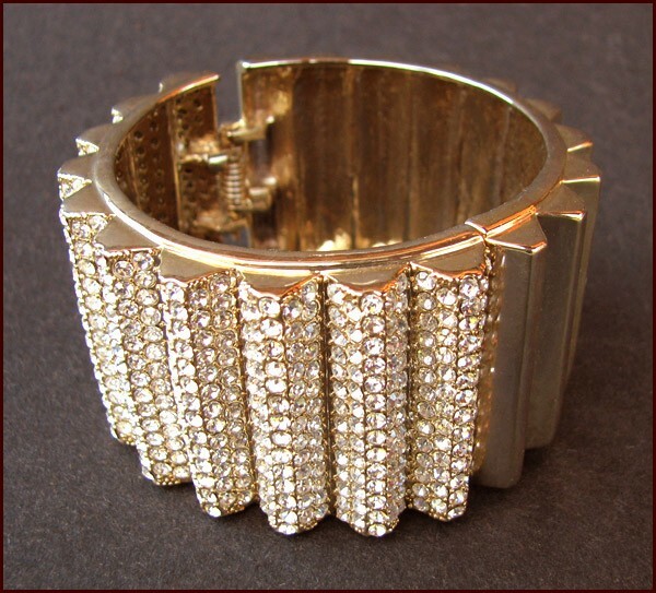 HUGE RHINESTONE HINGED CUFF BRACELET