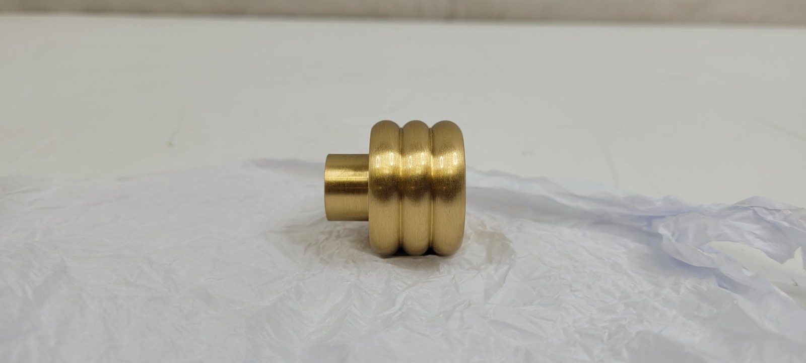 (QTY. 5) PLANK HARDWARE ALVA TUBULAR KNOB CABINET HARDWARE BRASS
