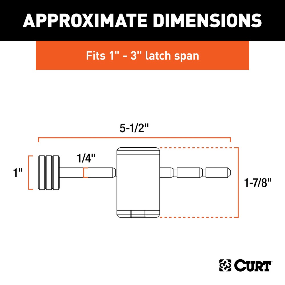 Curt-Coupler Lock (1/4" Pin, 1" to 3" Latch Span, Right-Angle, Chrome)