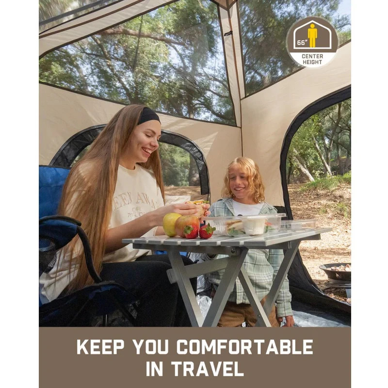 FanttikOutdoor 6 Person Instant Cabin Tent Setup in 60 Seconds with Rainfly & Wi