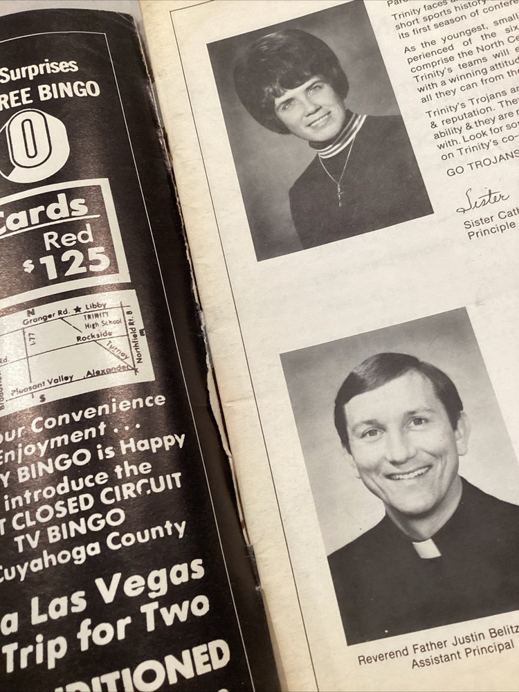 1977 Trinity v Ledgemont High School Football Program Missing Back Cover
