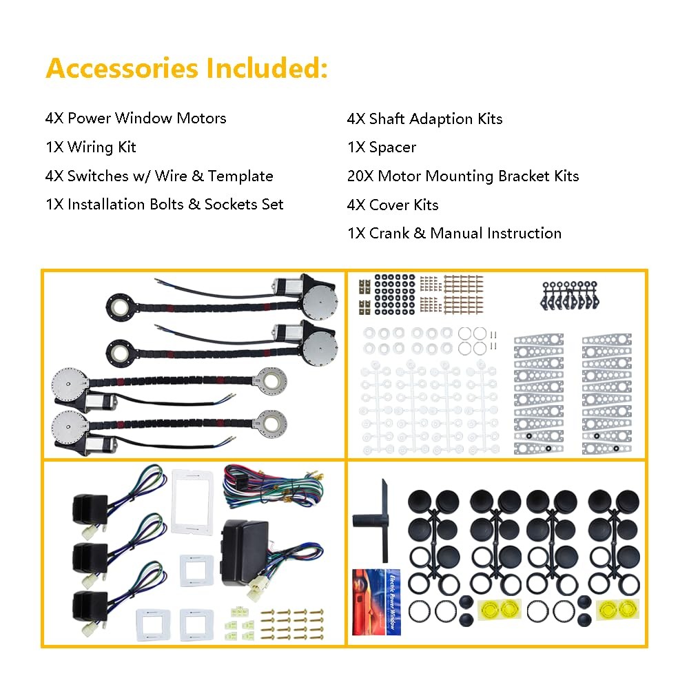 Absolute HW800 Universal Electric Power Window Conversion Kit for 4-Door