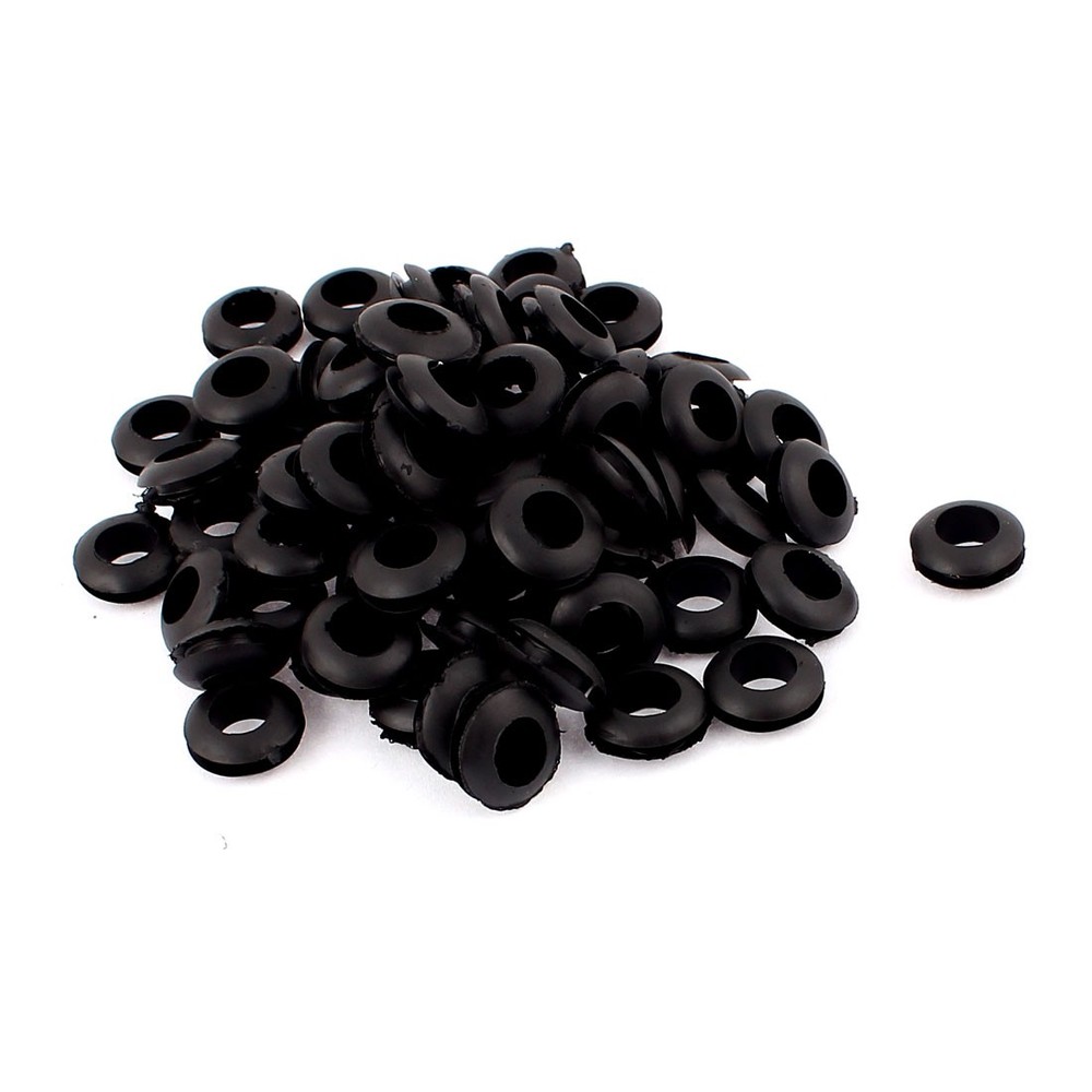 75Pack 8mm Inner Dia Rubber Wiring Grommets Ring Cable Protector Black