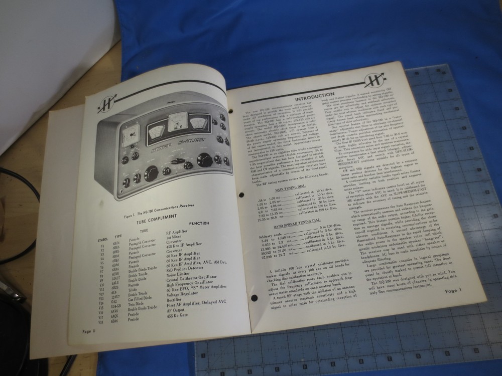 RARE! Hammarlund HQ-180 Communications Receiver Operating Manual (Original!)