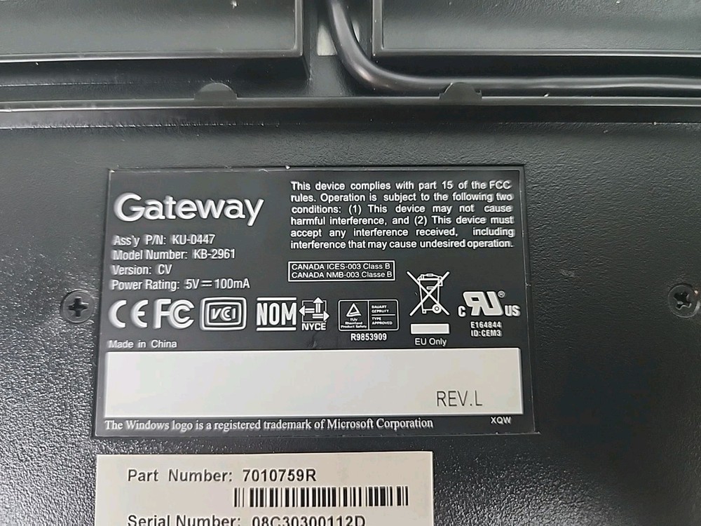 Gateway KB 2961 Wired USB Keyboard
