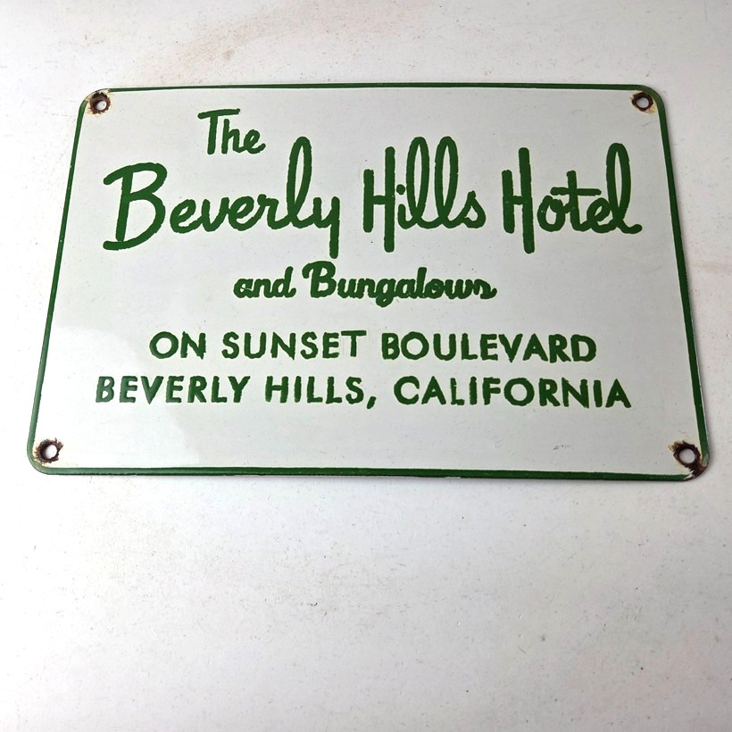 Vintage Beverly Hills Hotel Porcelain Sign - Sunset Boulevard Sign
